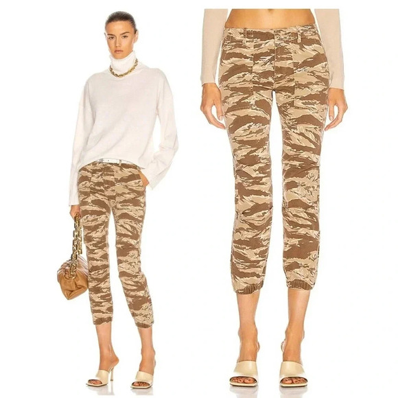 NWT Nili Lotan Cropped French Military Pant - Khaki Tiger Camo - Animal Print - Picture 1 of 8